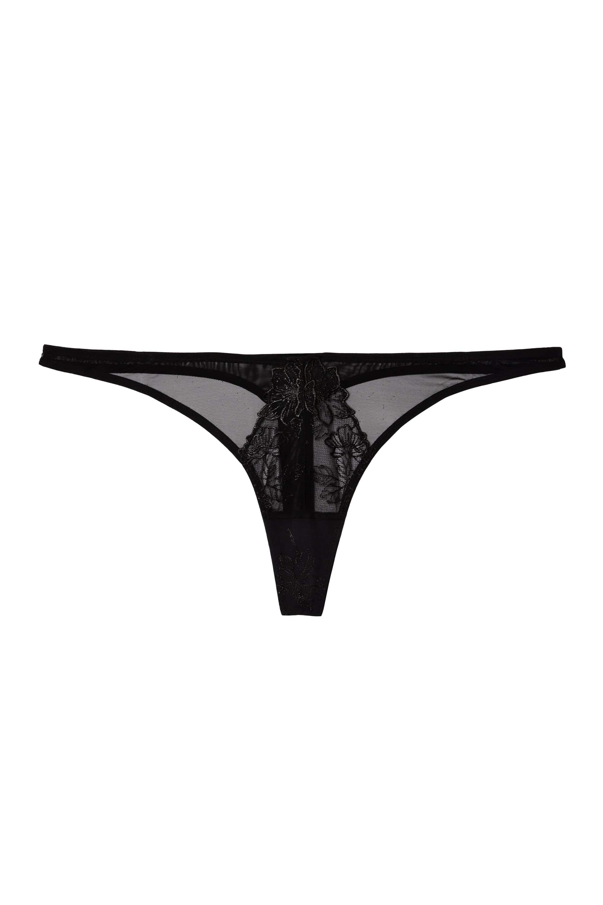 Marlowe Black Floral Embroidered Thong