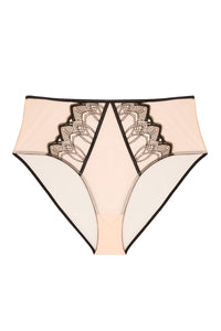 Clara Latte And Black Lace High Waisted Brief
