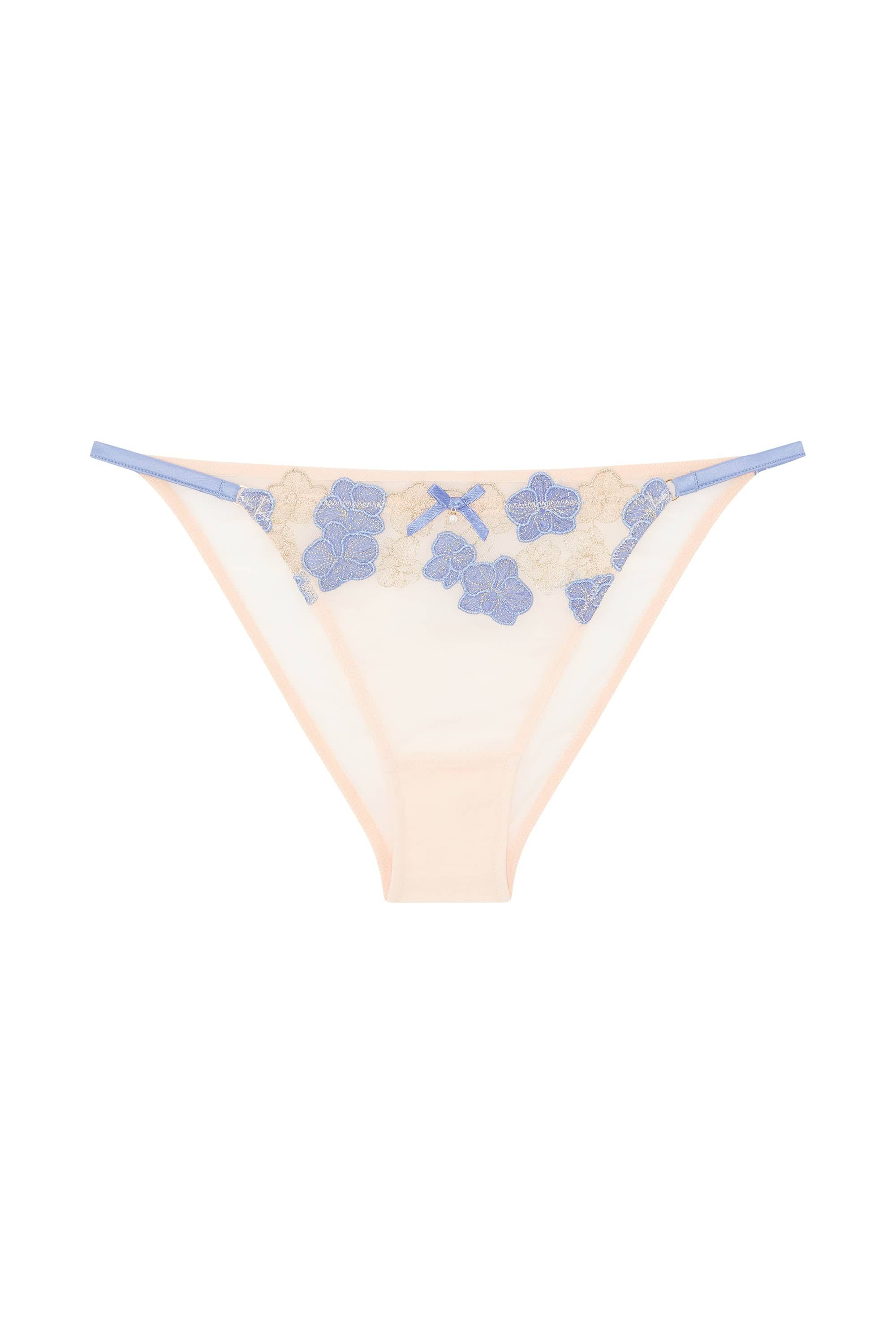 Rayne Gold And Lilac Satin Floral Embroidered Brief