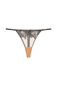 Tiger Peach Mesh Embroidered Thong