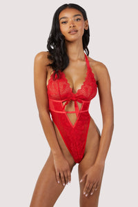 Dee Red Eyelash Lace and Mesh Body