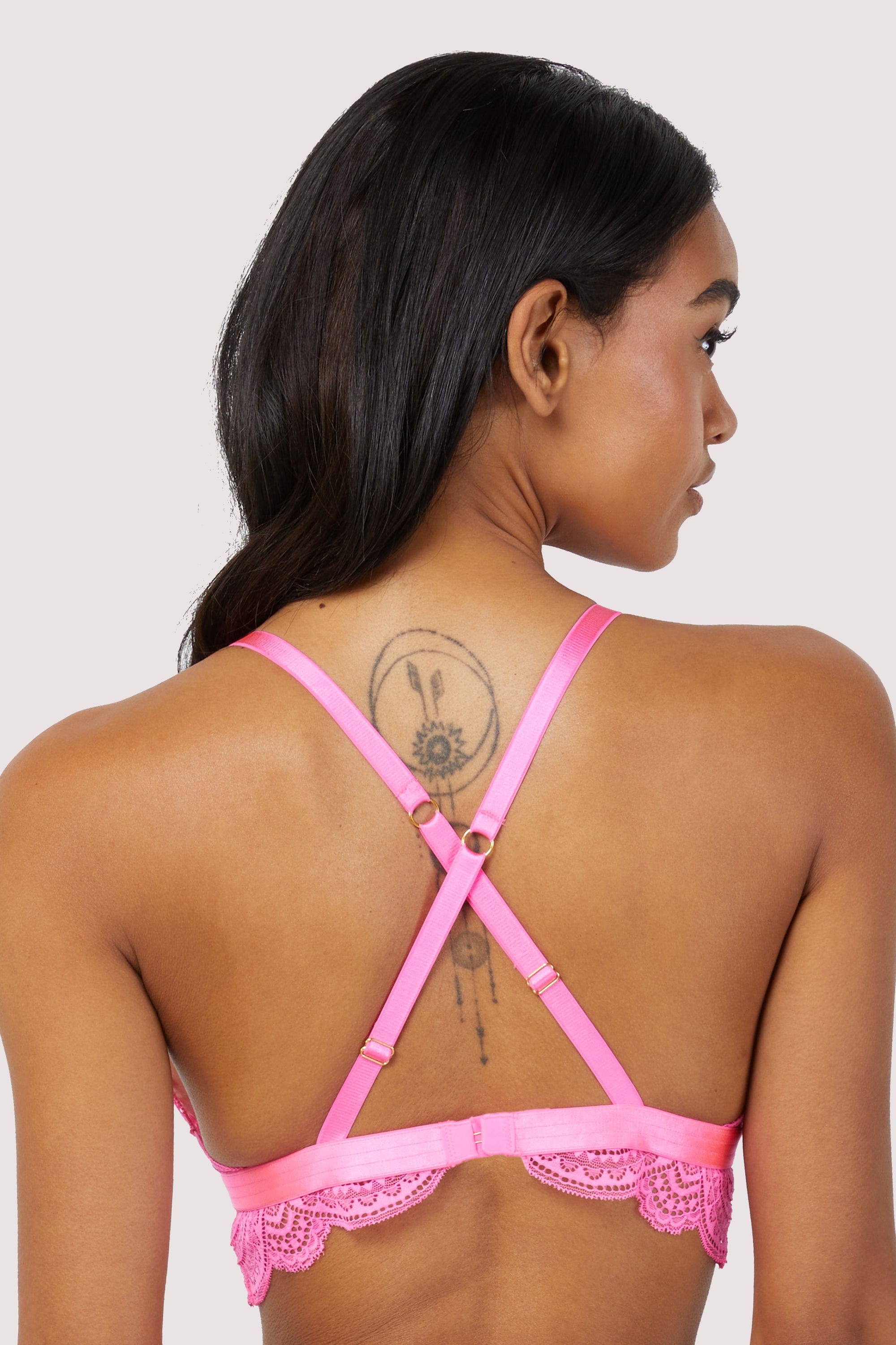 Demi Pink Lace Triangle Peep Bra – Playful Promises Australia