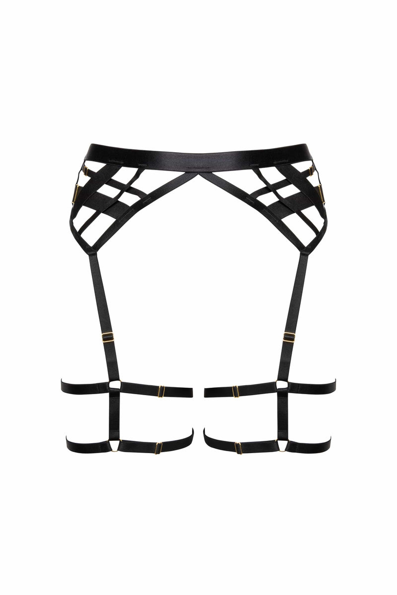 Chantal Black Open Elastic Suspender with Leg Harness