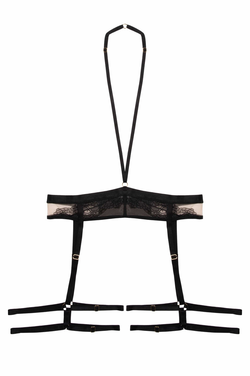 Tasha Black Illusion Mesh Harness Suspender