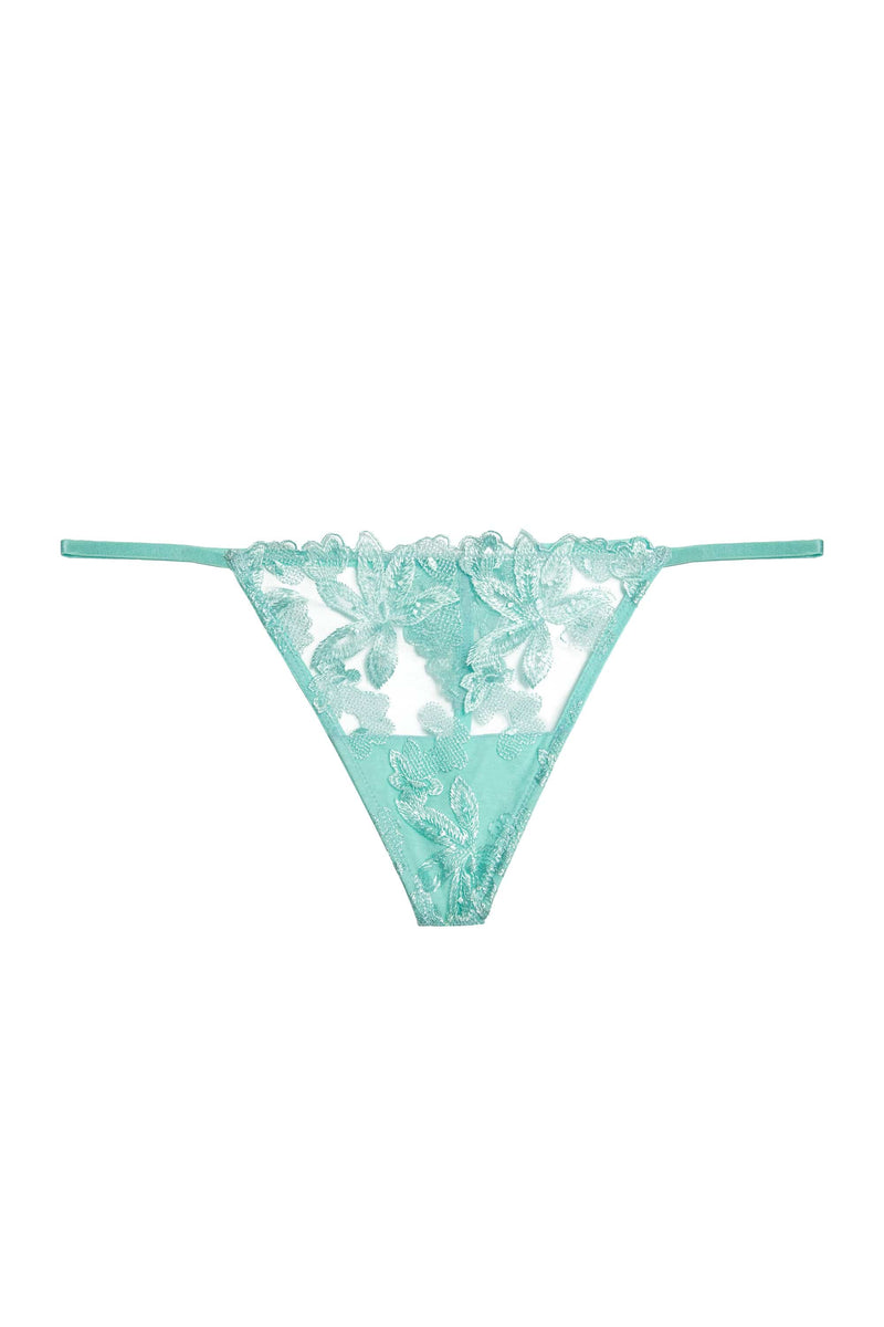 Eva Blue Graphic Embroidery Thong