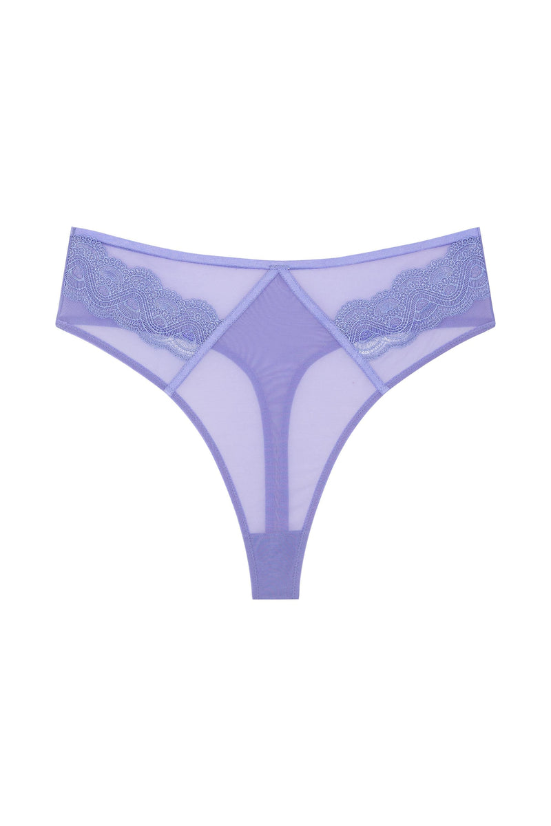 Maisie Blue Lace Trim High Waist Thong