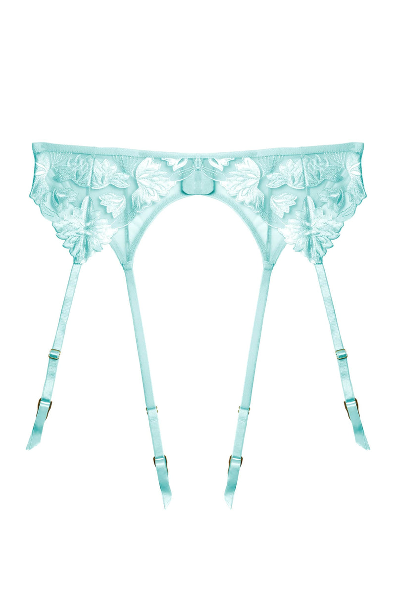 Harriet Blue Strappy Mesh with Ring Detail Suspender