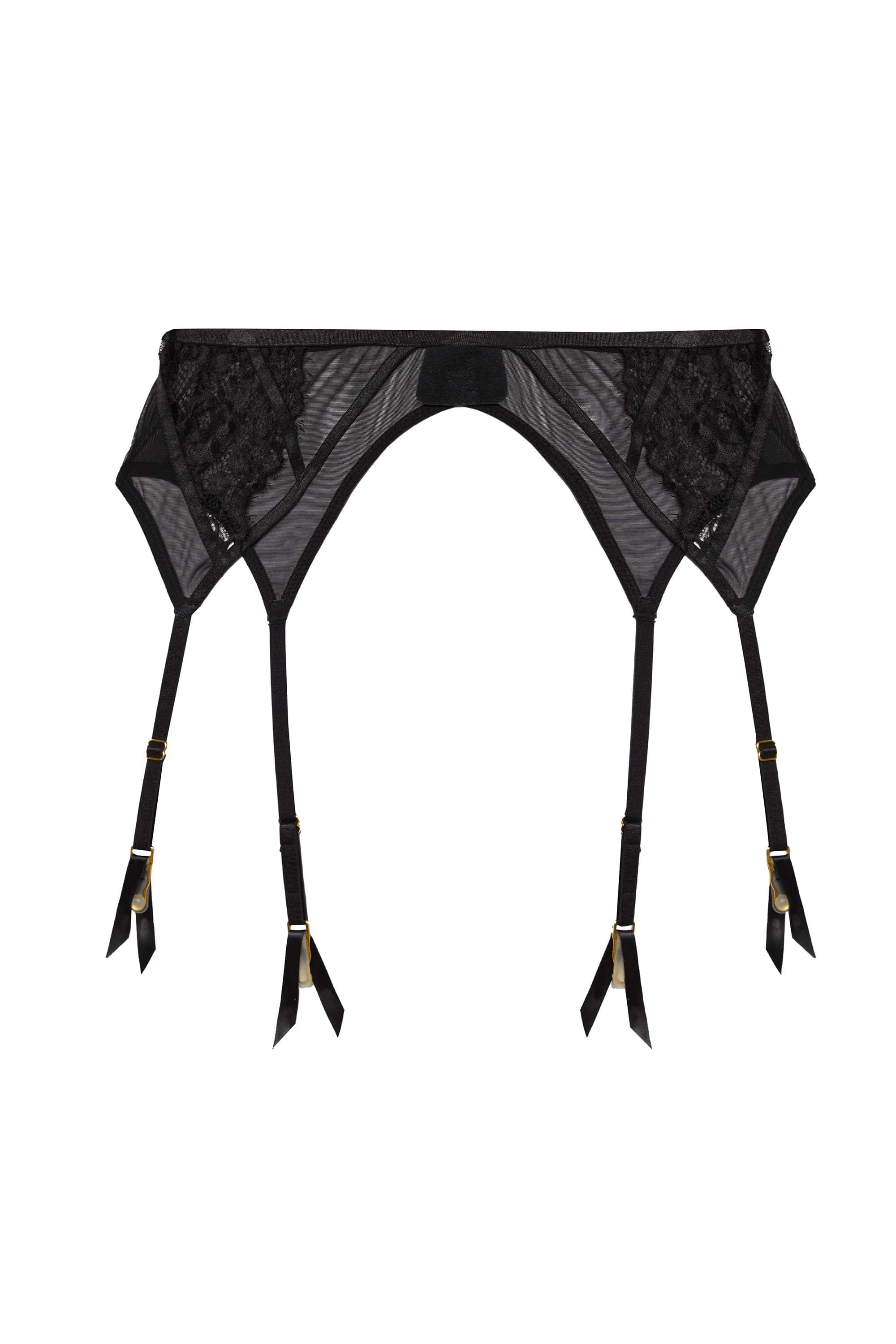 Kennedy Black Cut Out Mesh and Lace Suspender
