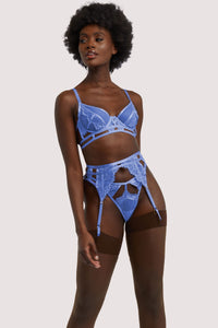 Claire Blue Caged Lace Suspender