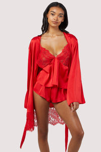 Rosie Red Satin and Lace Cami & Short Set